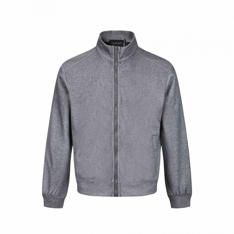 Herren Leichter Baumwoll-Sweatzipper mit hohem Stehkragen und gerippten Bündchen Nord Taschen