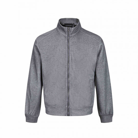 Herren Leichter Baumwoll-Sweatzipper mit hohem Stehkragen und gerippten Bündchen Nord Taschen