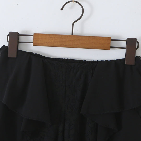 Damen Rüschenhose mit Spitze, ausgestelltem Schlag und mehrlagigen Chiffon-Volants Nord Taschen