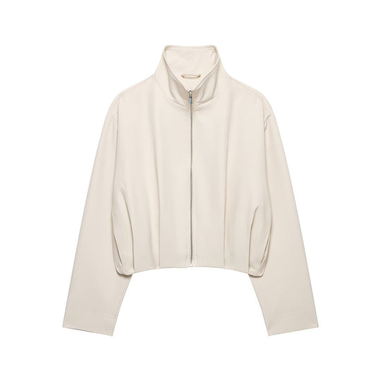 Damen Cropped-Boxy-Jacke mit hohem Stehkragen und durchgehendem Reißverschluss Nord Taschen