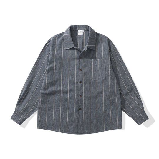 Herren Leichtes Overshirt im Relaxed‑Schnitt mit feiner Streifenstruktur Nord Taschen