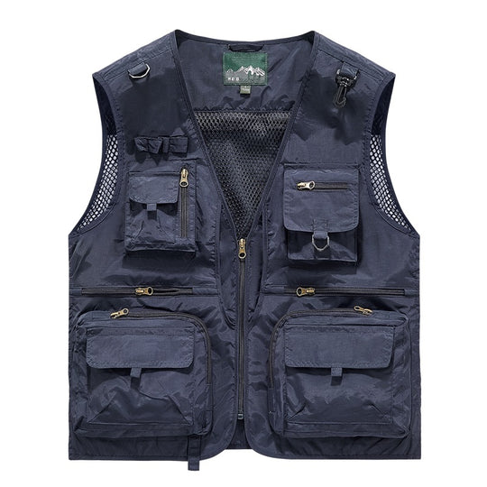 Herren leichte multifunktionale Utility-Anglerweste mit Mesh‑Futter und zahlreichen Reißverschluss‑ und Klappentaschen Nord Taschen
