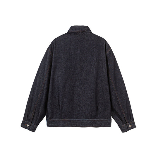 Herren Boxy-Denimjacke mit durchgehendem Reißverschluss, Brust-Reißverschlusstasche und Hemdkragen Nord Taschen