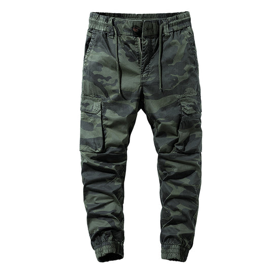 Herren Camouflage-Utility-Cargohose im Joggerstil mit Tunnelzugbund und verstärkten Kniepartien Nord Taschen