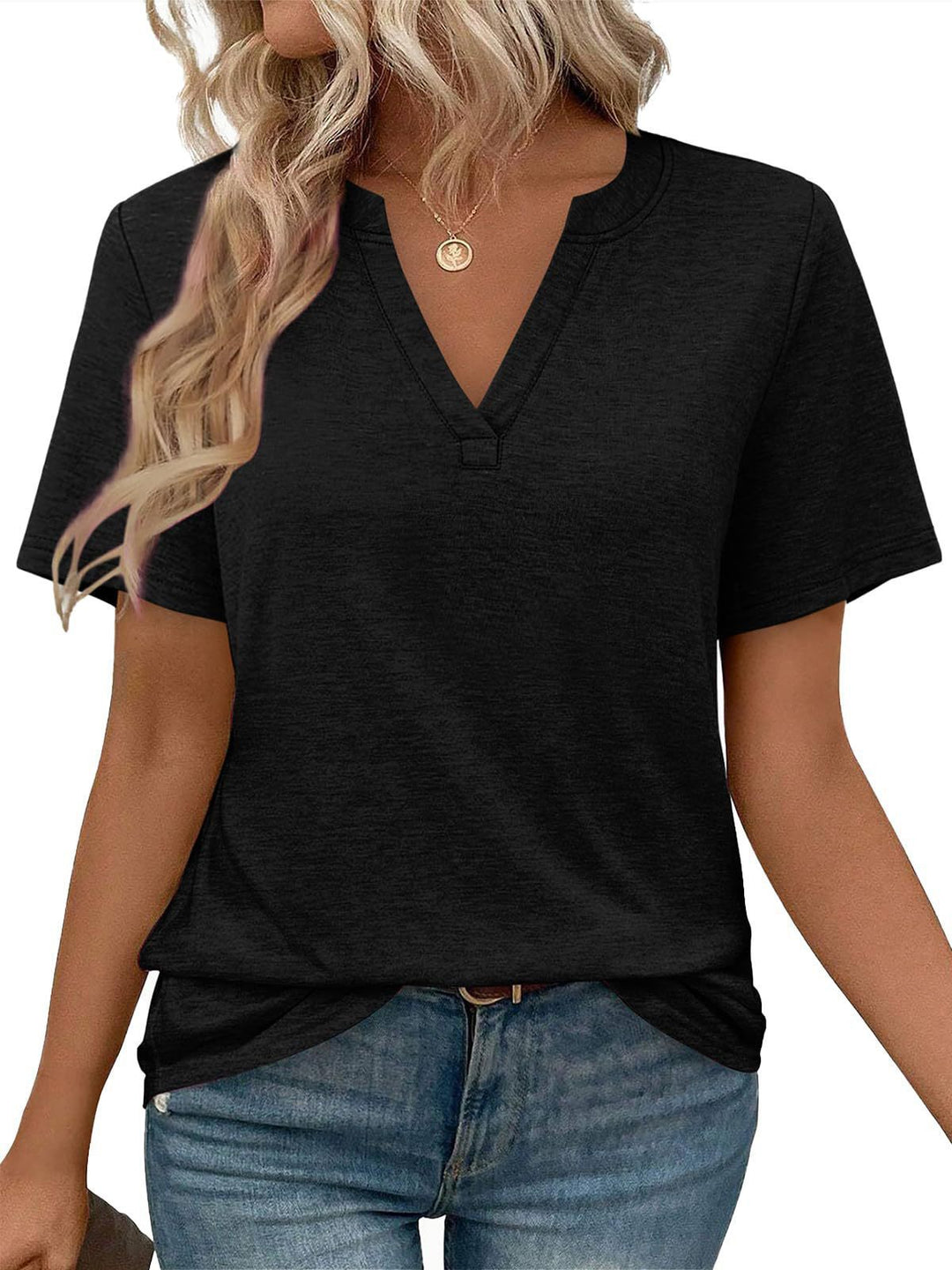 Damen zeitloses V-Ausschnitt T-Shirt mit lässigem Schnitt