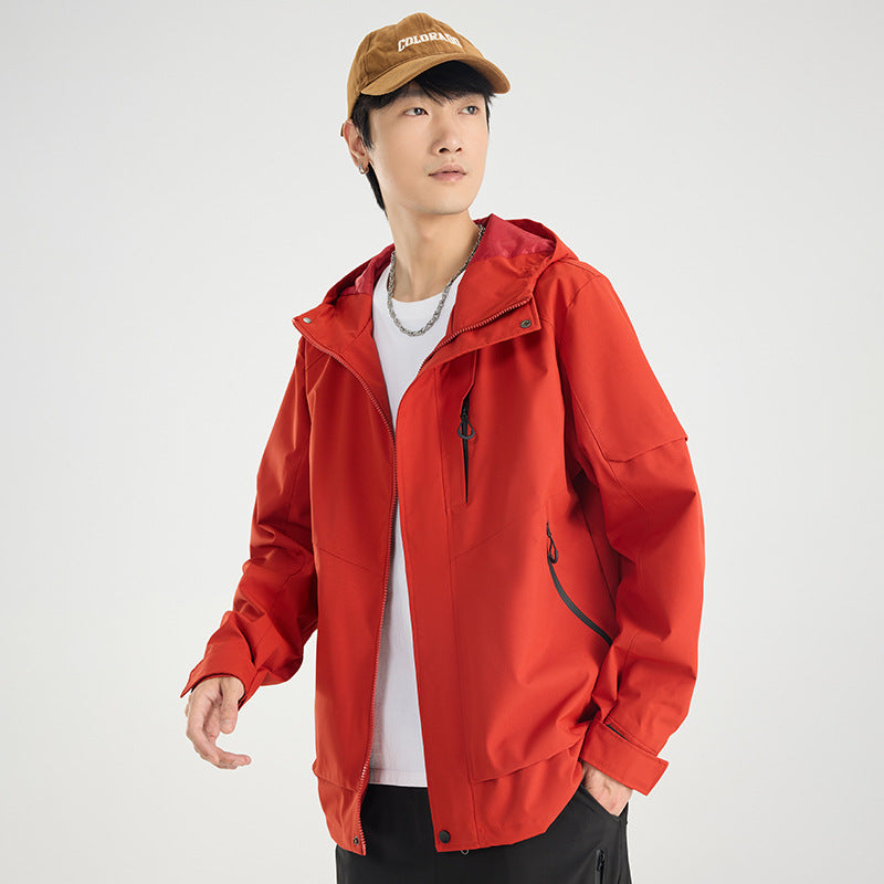 Herren Leichte atmungsaktive zweilagige Regen‑Softshelljacke mit verstellbarer Kapuze und Brusttasche Nord Taschen