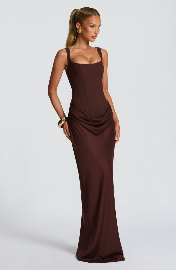 Damen Elegantes Maxikleid mit raffiniertem Drapierungseffekt