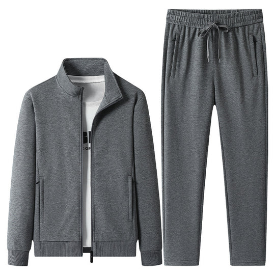 Herren Jogginganzug-Set aus Baumwollmix mit Stehkragen Reißverschlussjacke und Kordelbundhose Nord Taschen