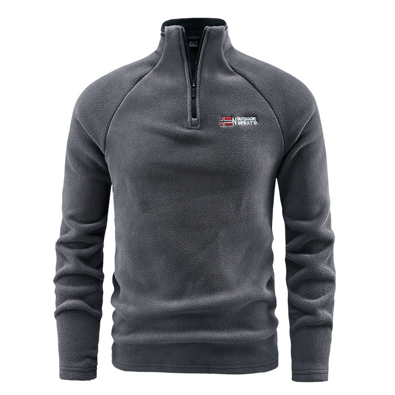 Herren Fleece-Halbzip-Pullover mit hohem Stehkragen und Raglanärmeln Nord Taschen