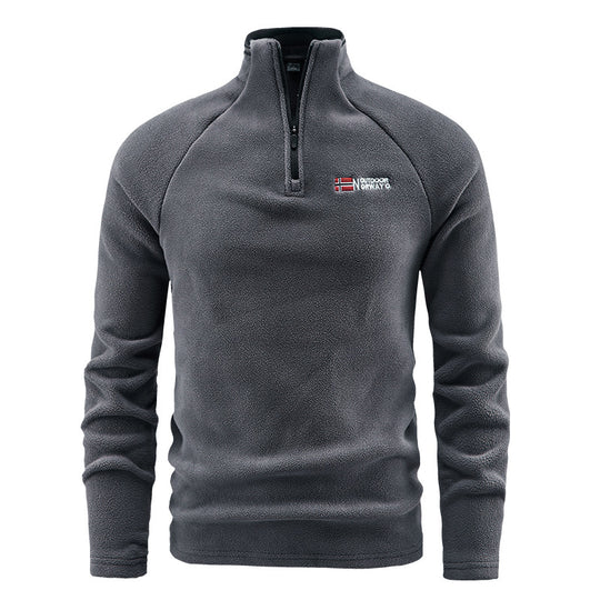 Herren Fleece-Halbzip-Pullover mit hohem Stehkragen und Raglanärmeln Nord Taschen