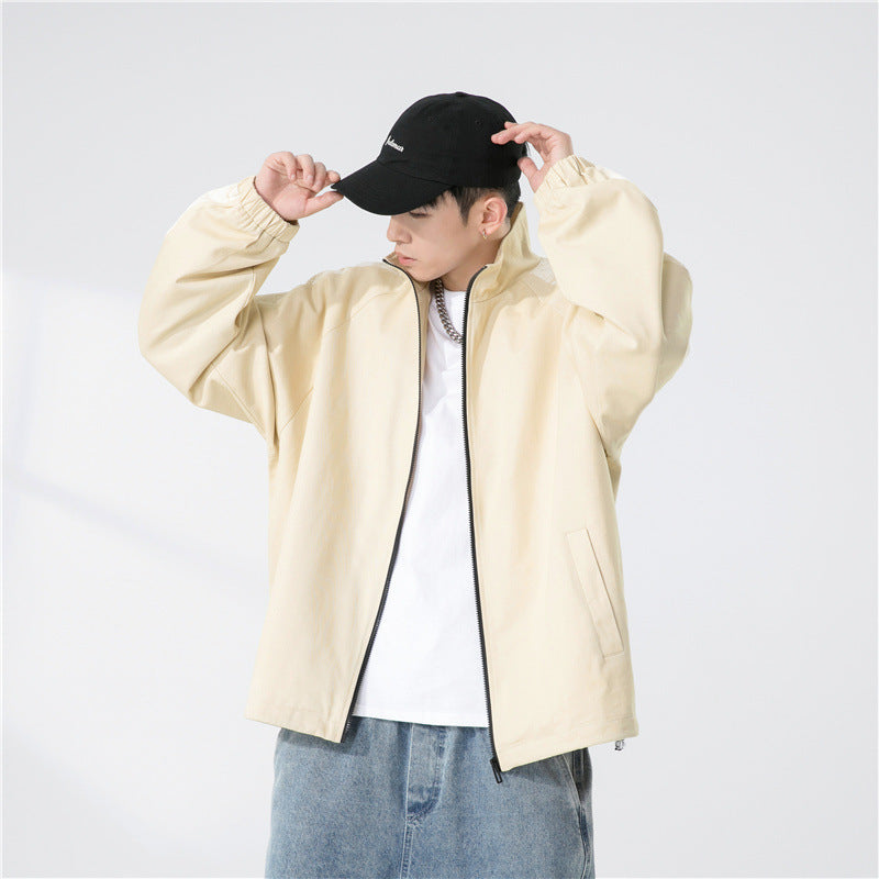Herren Oversize Übergangsjacke mit Raglanärmeln, Stehkragen und elastischen Bündchen Nord Taschen