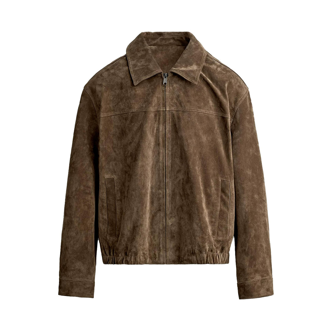Herren Kurzblouson aus veloursiertem Wildleder mit Hemdkragen Nord Taschen