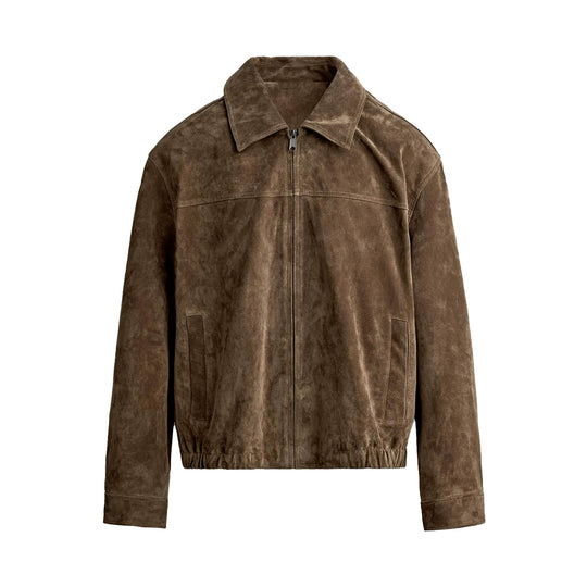 Herren Kurzblouson aus veloursiertem Wildleder mit Hemdkragen Nord Taschen