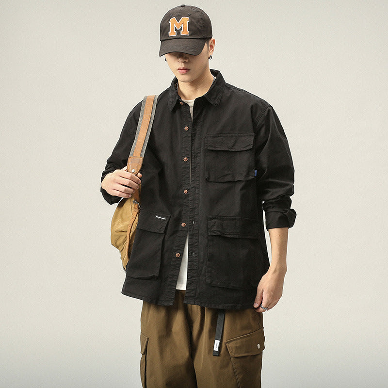 Herren Militärinspirierte Fieldjacke mit Mehrfach-Taschen und lockerem Schnitt Nord Taschen