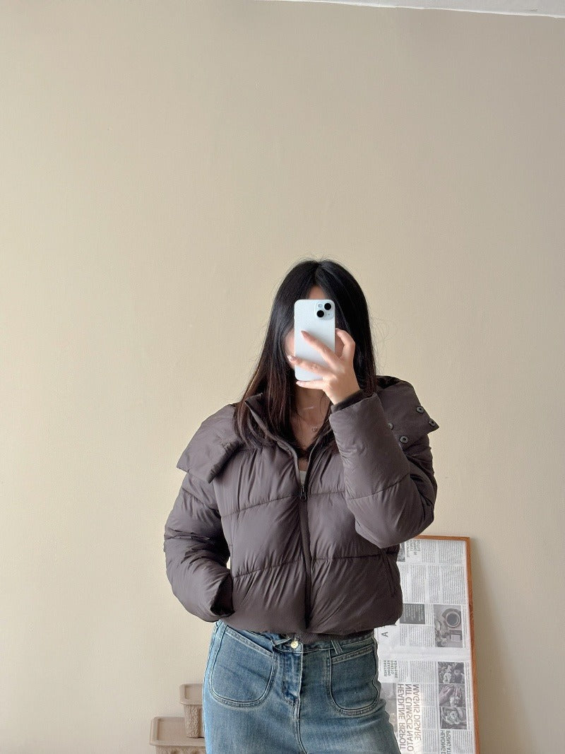 Damen Kurze Stepp-Cropped-Jacke mit breitem Umlegekragen Nord Taschen