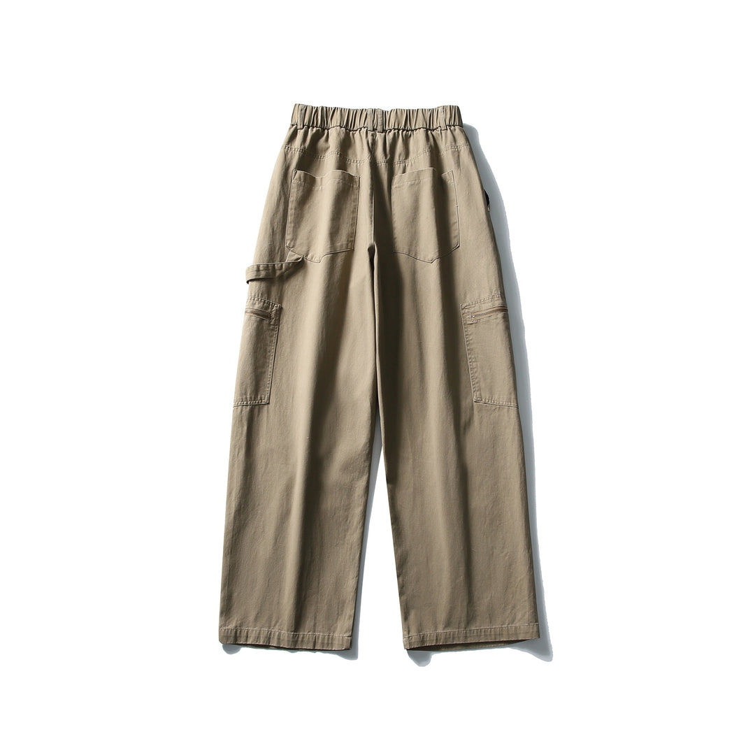 Damen Utility-Cargo-Hose mit weitem Bein, hohem elastischem Bund und Reißverschlusstaschen Nord Taschen