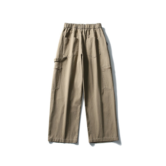 Damen Utility-Cargo-Hose mit weitem Bein, hohem elastischem Bund und Reißverschlusstaschen Nord Taschen