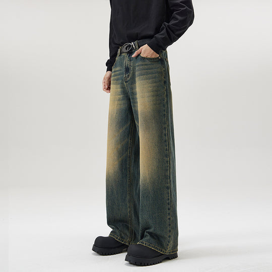 Herren Weite Jeans im lockeren Schnitt mit hoher Taille und Used-Effekt Nord Taschen