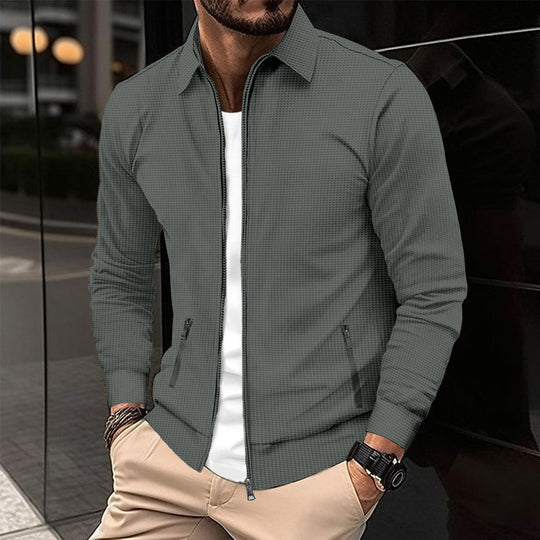 Herren modische Sweatjacke mit strukturierter Oberfläche und praktischen Reißverschlusstaschen - Vittorelli