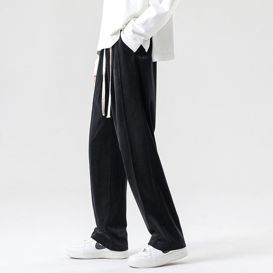 Herren Weite Velours-Jogginghose mit elastischem Bund und Kordelzug Nord Taschen
