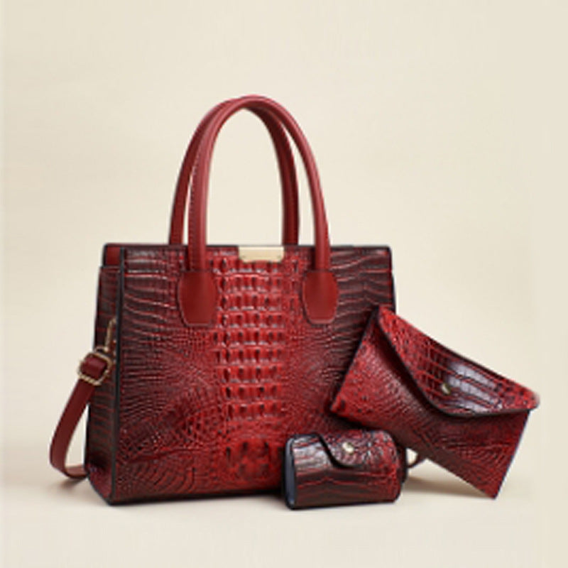 Damen elegante Handtasche im luxuriösen Kroko-Stil mit abnehmbarer Clutch Nord Taschen