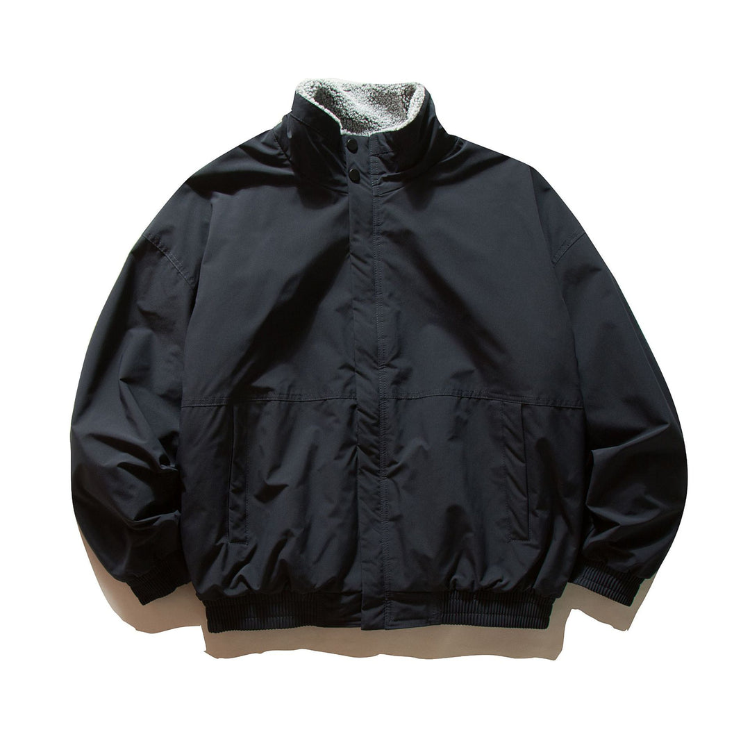 Unisex Kurz geschnittener winddichter Bomber mit Teddyfutterkragen und elastischem Bund Nord Taschen