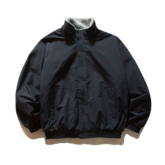 Unisex Kurz geschnittener winddichter Bomber mit Teddyfutterkragen und elastischem Bund Nord Taschen