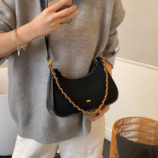 Damen modische Schultertasche im Vintage-Look mit Kettenriemen Nord Taschen