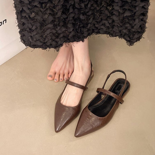 Damen elegante Slingback-Ballerinas aus glänzendem Material