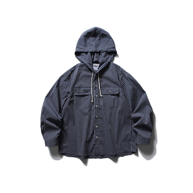 Unisex Oversized Kapuzen-Overshirt aus Baumwollmix mit Brustklappen und durchgehender Knopfleiste Nord Taschen