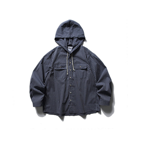 Unisex Oversized Kapuzen-Overshirt aus Baumwollmix mit Brustklappen und durchgehender Knopfleiste Nord Taschen
