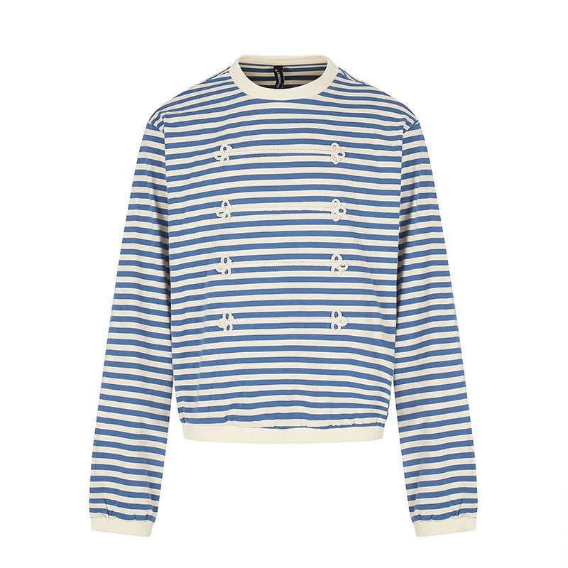 Damen Gestreiftes Sweatshirt mit maritimen Knotenapplikationen Nord Taschen