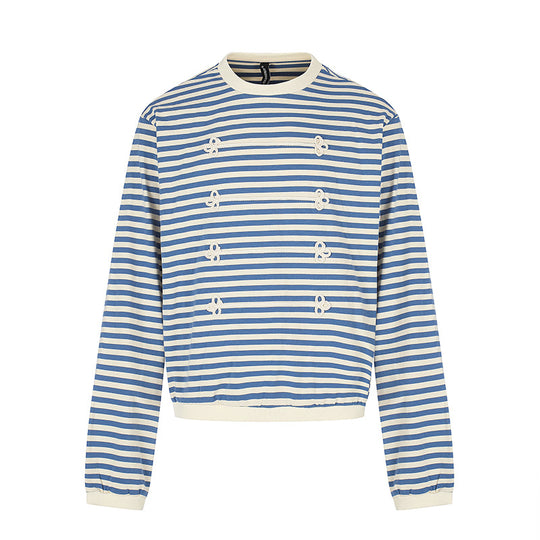 Damen Gestreiftes Sweatshirt mit maritimen Knotenapplikationen Nord Taschen