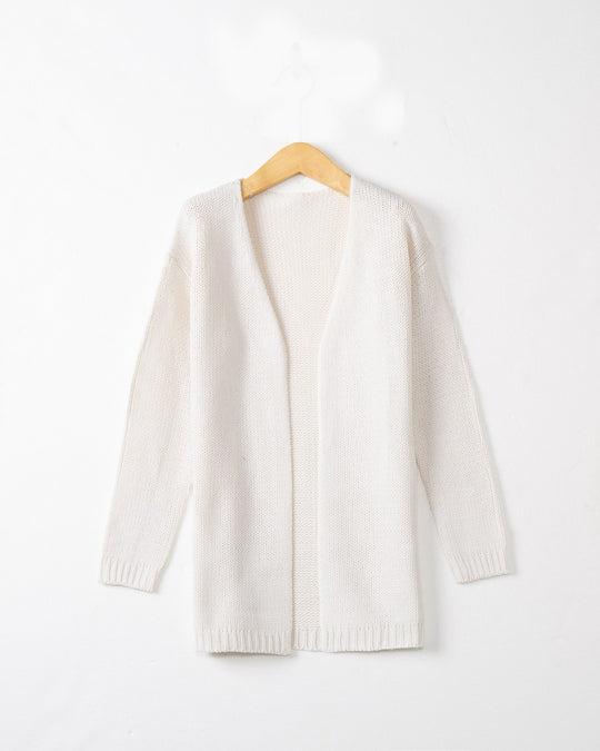 Damen Longline Strickcardigan ohne Verschluss mit offener Front und feiner Rippkante Nord Taschen