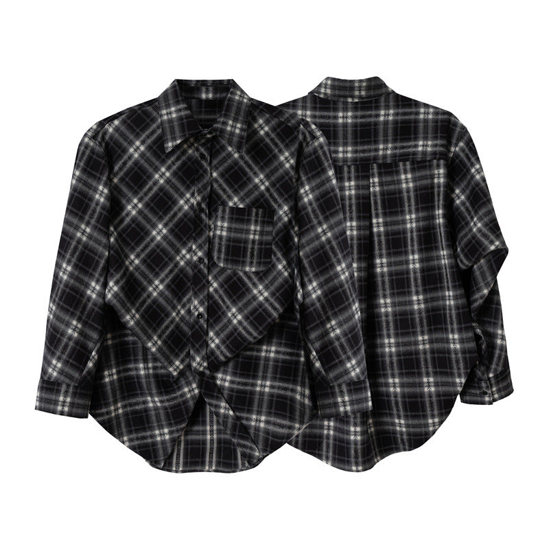 Damen Oversize-Flanellhemd mit asymmetrischem Saum Nord Taschen