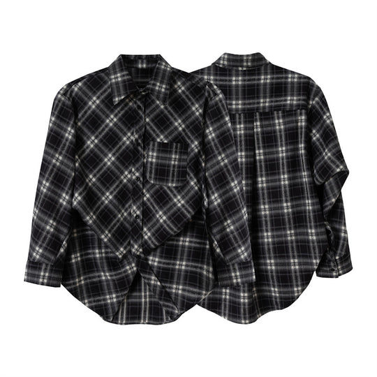Damen Oversize-Flanellhemd mit asymmetrischem Saum Nord Taschen