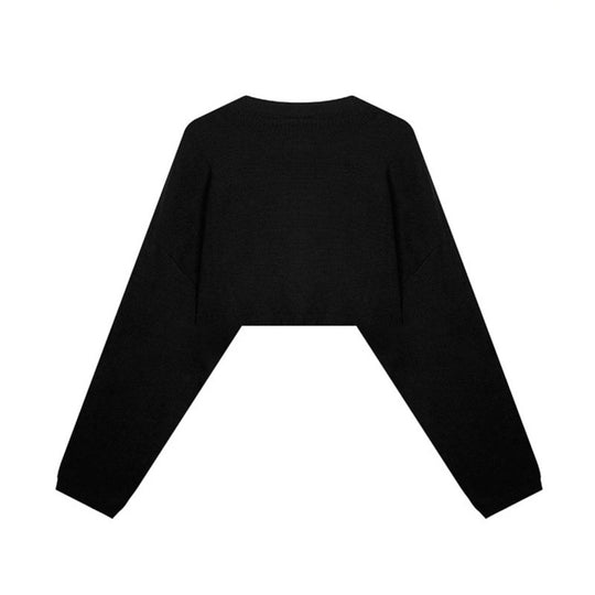 Damen Cropped Strickpullover mit weiten Raglanärmeln und Statement-Schriftzug Nord Taschen