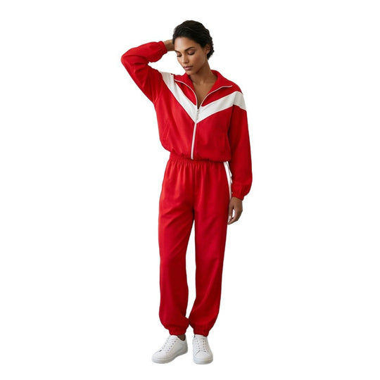 Damen Retro-Trainingsanzug mit Reißverschlussjacke und elastischer Bundhose Nord Taschen