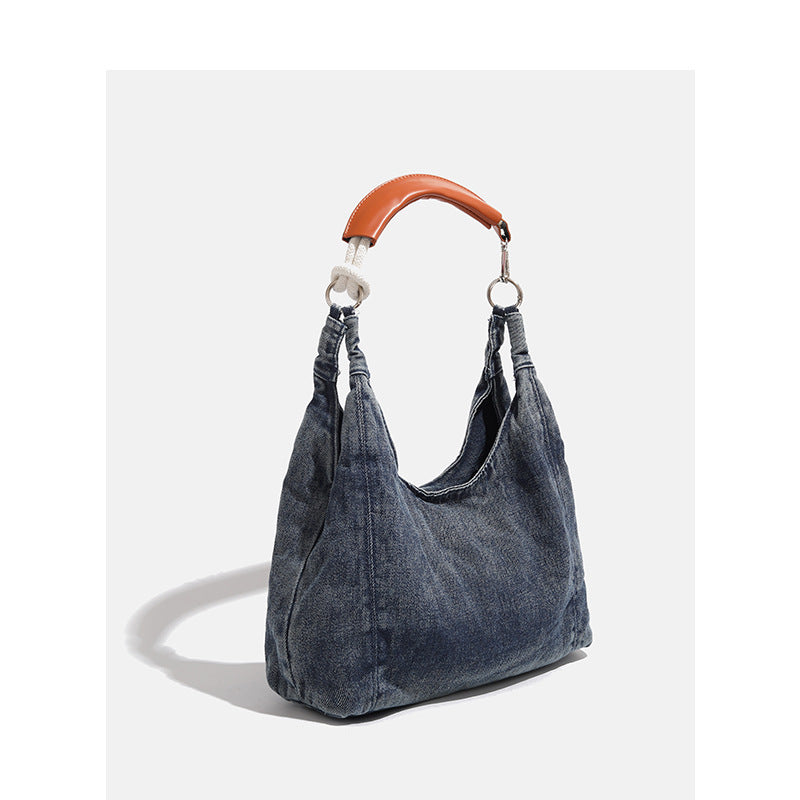 Damen Hobo-Tasche aus hochwertigem Denim mit eleganten Ledergriffen Nord Taschen