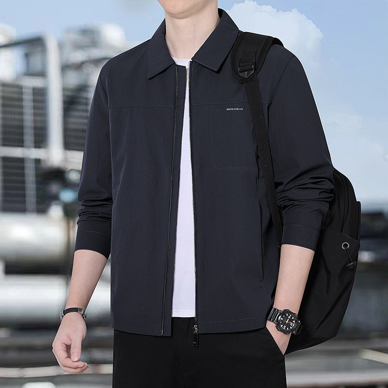 Herren leichte urbane Übergangsjacke mit Reißverschluss, Stehkragen und minimalistischem Design Nord Taschen