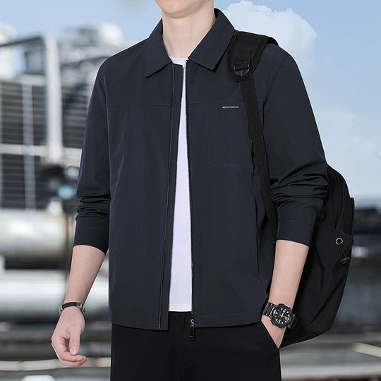Herren leichte urbane Übergangsjacke mit Reißverschluss, Stehkragen und minimalistischem Design Nord Taschen