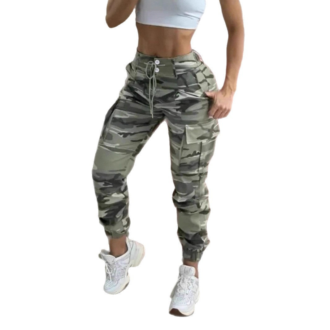 Damen Freizeithose mit Cargo-Taschen und elastischem Bund
