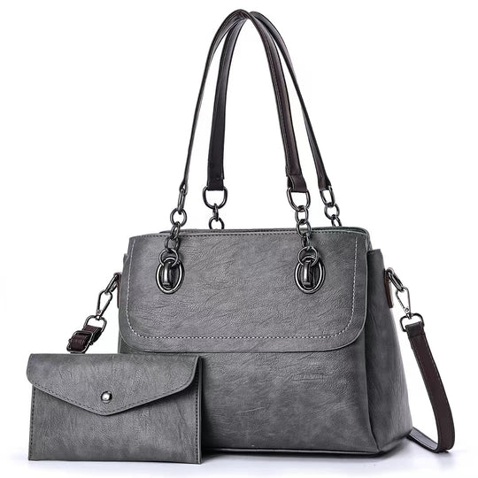 Damen Umhängetasche mit abnehmbarer Clutch und hochwertiger Lederoptik Nord Taschen