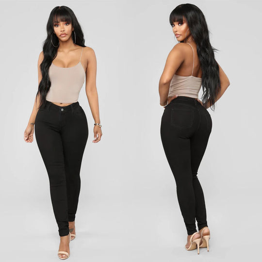 Damen Hochgeschnittene Skinny-Jeans mit Figurformendem Stretch Nord Taschen