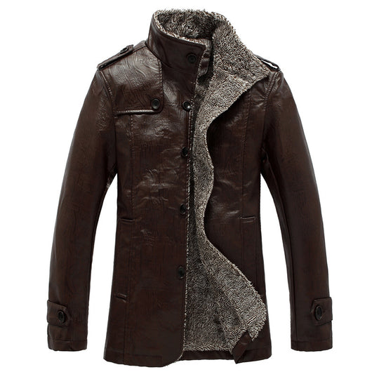 Herren schlanke Kunstleder-Motojacke mit Stehkragen, ergonomischer Nahtführung und leichter Thermofütterung Nord Taschen