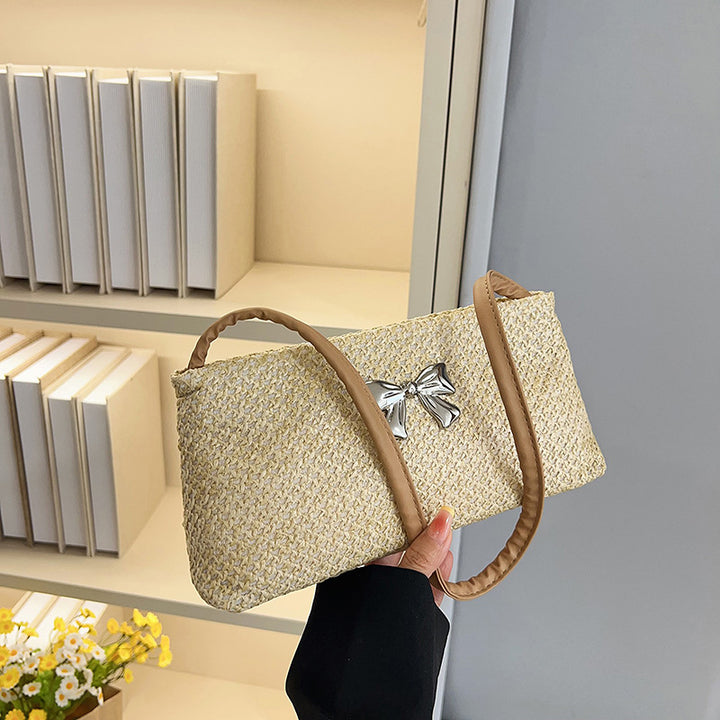 Damen Handtasche mit modischem Strukturdesign und dekorativem Schleifenakzent Nord Taschen