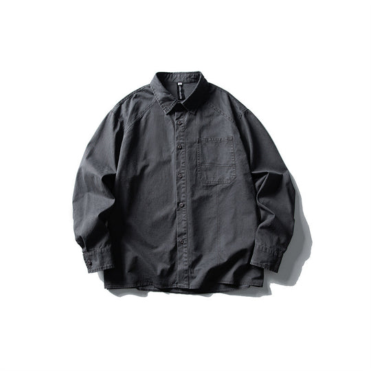 Herren Oversize-Hemdjacke aus robustem Baumwoll-Twill mit aufgesetzter Brusttasche und geradem Saum Nord Taschen
