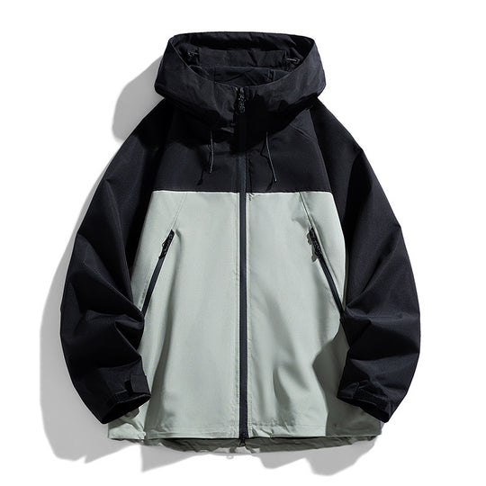 Herren Technische Kapuzen-Utilityjacke mit Kontrastpaneelen und wasserabweisender Membran Nord Taschen