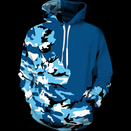 Damen Lässiger Kapuzenpullover mit Camouflage-Design Nord Taschen