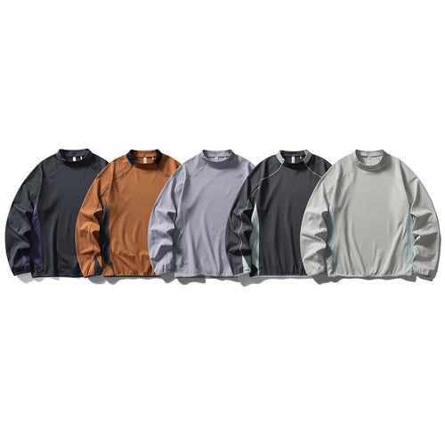 Unisex technisches Mockneck-Longsleeve mit Raglannähten, Kontrast-Einsätzen und elastischem Saum Nord Taschen